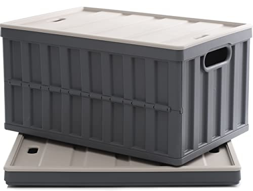 Citylife 64L Collapsible Storage Bins with Lids Plastic Storage Containers for Organizing Stackable Storage Box Large Heavy Duty Utility Crates, 2 Packs