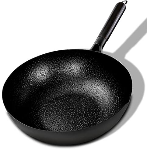 Sartén Wok, Sartén De Fondo Plano, Wok De Hierro Fundido para Estufa Eléctrica, Cocina De Inducción Y Estufa De Gas (Color : A, Size : 32cm) (A 32cm)