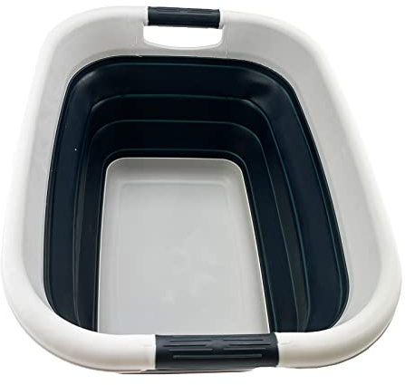 SAMMART 25L Zusammenklappbarer Wäschekorb / -wanne - faltbarer Aufbewahrungsbehälter/Organizer - tragbarer Waschbehälter - platzsparender Korb - Kofferraum-Aufbewahrungsbox (Grau/Schiefergrau)
