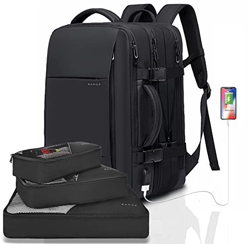 BANGE reseryggsäck, handbagage ryggsäck slitstark konvertibel duffle bag passar för 17,3-tums bärbar dator för män och kvinnor, Svart L (utan 3 kuber), L, Företag