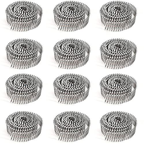 BHTOP 3600 Count Siding Nails, 15-Degree 1-1/2 Inch *.092 Wire Collated Coil Ring Shank Nails, Full Round Head Hot-Dipped Galvanized Siding Nailer