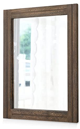 AAZZKANG Rustikaler Holzspiegel Rechteckiger dekorativer Wandspiegel mit Rahmen Schlafzimmer Wohnzimmer Badezimmer Hängespiegel