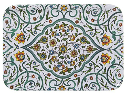 Bandeja Rectangular de melamina con Dibujo arabesco y Multiples Colores 2x27x38 cm