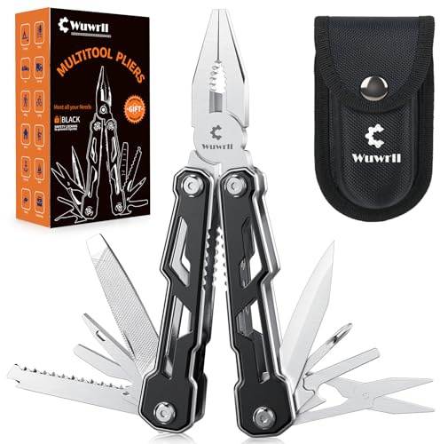 Wuwrll Multitool with Safety Locking,16-in-1 Multi Tool Stainless Steel Pocket Knife Set with Pliers, Upgrade Camping Tool Gifts for Men,for Survival, Camping, Hiking, Outdoor 1 Pcs