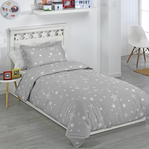 Funda Nórdica Cama Infantil Stars Color Gris Talla Cama 90 - Dhestia Home