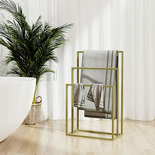 ZEYUAN Handtuchständer Golden 48x24x79 cm Eisen, Handtuchhalter, Handtuchleiter, Towel Holder, Garderobenleiste, Handtuchtrockner, Badetuchhalter, Handtuch Ständer