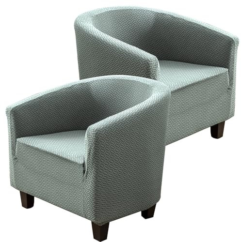 Surwin Sesselbezug Sesselschoner mit Elastisch Stretch Husse, rutschfest Schlieren Jacquard Sesselüberwurf Universal Chair Schonbezug Sofabezug für Clubsessel Lounge & Cocktailsessel (Grün)