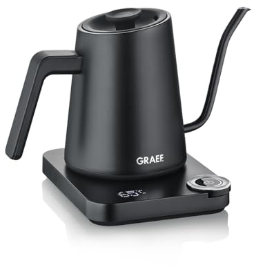 GRAEF GK502 - Hervidor de agua para over GK502 (ajuste de temperatura y temporizador), boquilla de cuello de cisne, 900 ml, color negro mate