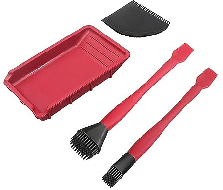 4-teiliges Applikator-Set für Holzbearbeitung, Kunsthandwerk, 1 Tablett, 1 Kamm für Holzarbeiten, Kunsthandwerk rund um die Holzbearbeitung, Pinsel-Set, Farbkantenwerkzeug, Handheld-Farbroller,