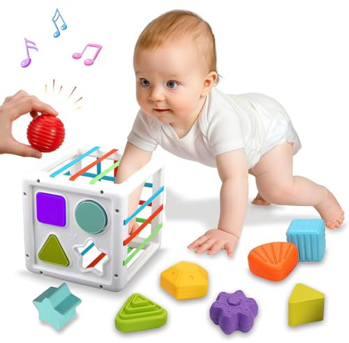 koolbitz Kids Montessori Shape Sorter Baby Toys Early Learning Sensory Shape Sorting Cube Whack Mole Fine Motor Skills Game, Toddlers Toy for Children Baby Toys for Boy Girl Gifts 6 12 18 Months