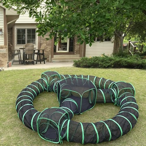 Pawtenda 10 in 1 Cat Tent &Enclosure Outdoor, Foldable Playpen with Tunnels