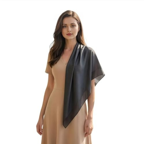 LA FERANI Designer Seidentuch Uni Farbe Halstuch Seide Chiffon Tuch Umschlagtuch leicht 90x90cm Bandana Geschenk formelle Anlässe