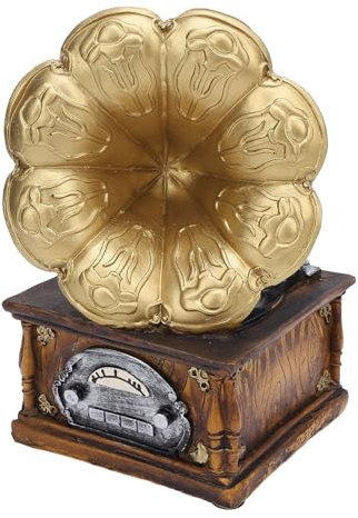 Luocute Klassische Grammophon-Spieluhr, Uhrwerk, für Heim-Tisch-Schreibtisch-Dekorationen, Modell-Phonograph, Retro-Grammophon-Schallplattenspieler, Harz-Ornament, Dekoration,