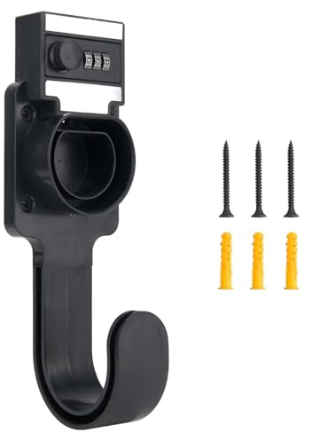 Umelee Typ 2 EV Ladegerät Halter mit Haken, Ladekabel Halterung Wandhalterung mit Zahlenschloss für IEC 51296-2 Stecker, Wetterfester Ladekabel Organizer für die Meisten EU-Elektrofahrzeuge