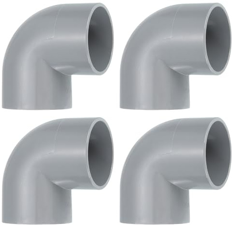 QUARKZMAN 50mm 4 Stück PVC 90 Grad Winkel Rohrverbinder, Reduzierverbinder Reduzierstück Rohrverschraubung Rohrkupplung Adapter für Garten Bauernhof Bewässerung Wasserrohr Armaturen, Grau