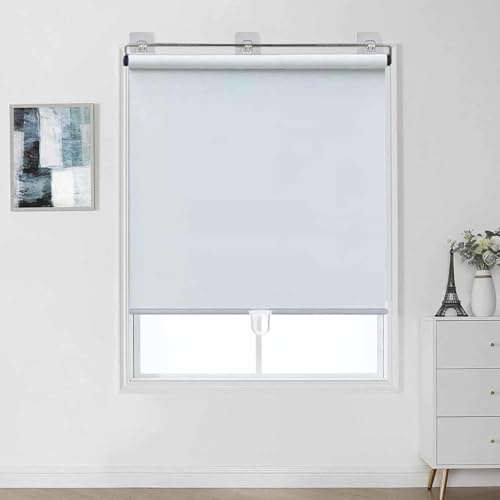 DZHTUF Suction Cup Blackout Windows Shades, Retractable Sunscreen Roller Blinds, 40/50/60/70/90/110/120/150cm, No-Drill Curtains, Lightweight Insulated Blinds,White-57x150cm/22x59in