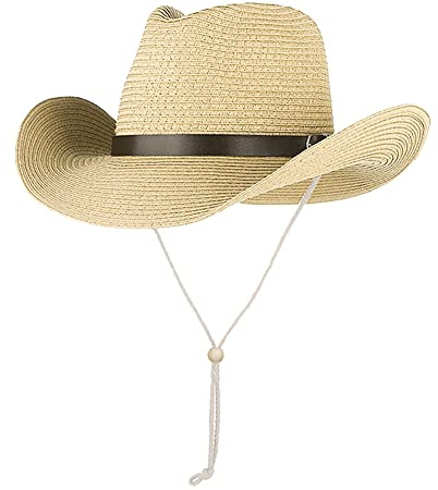 Homme Femme Chapeau de Paille à Large Bord Chapeau de Soleil Fedora en Paille Pliable et Léger Panama Été Anti-UV Classique Panama Trilby Cowboy avec Bandeau Absorbant pour Plage Voyage Vacances