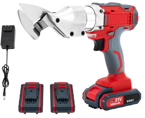 21V Heavy Duty Electric Metal Shear, Corrugated Metal Roofing Cutting Tool, Electric Cordless Tin Snips Sheet Cutter Scissor with 2 Batteries, For Cutting of Iron, Aluminum, Stainless Steel