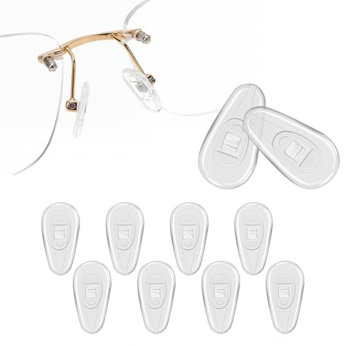 10 Stück Adhesive Nasenpads Brillen Pads & Anti Rutsch Silikon Brillen Pads, Nasenpads zum Einstecken Rutschfeste Brille Nasenpads Weiche Silikon Transparent, für Brillen Sonnenbrillen