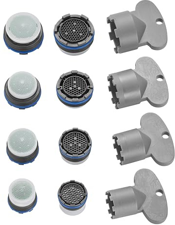 2xM24, 2xM21.5, 2xM18.5, 2xM16.5 PERLATOR® Wassersparender Einschraubstrahlregler inkl. 4 Schlüssel ~ 5.7 l/min Original Perlator Wasserhahn Einsätze Set für Armaturen mit Innengewinde