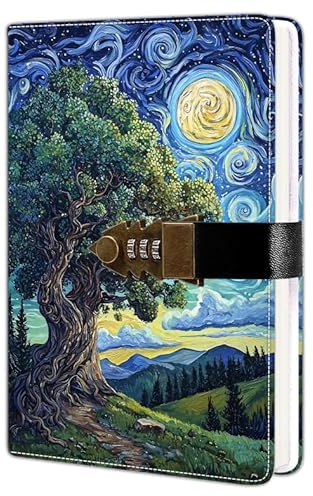 HwxBen Carnet de notes A5 244 pages avec cadenas à combinaison, couverture rigide et design élégant, protège vos écrits privés, parfait pour écrire, dessiner ou organiser vos idées en toute sécurité.