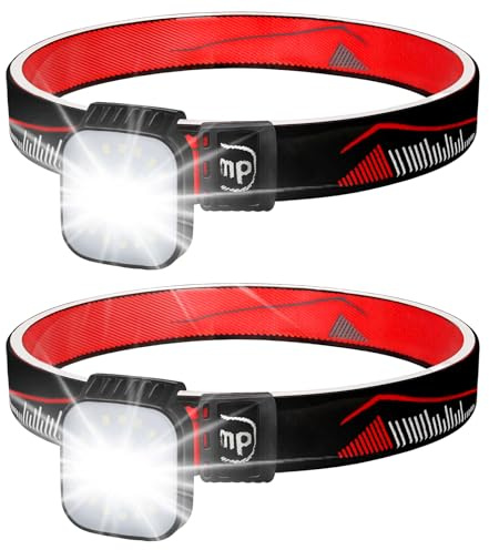flintronic 2PCS LED Clip Lampe, 4 Modi Stirnlampe, 600 Lumens, LED Stirnlampe Wiederaufladbar, Leichtgewichtig Wasserdichte Mini Stirnleuchte für Campen, Angeln, Radfahren, Laufen