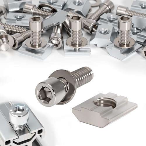 KINETOX 25 Stück Nutensteine M8 Set T-Nut M8 T-Slot Nutmuttern Schrauben 3030 Serie Schiebemuttern M8 T Nut Schiene für Aluminiumprofil Extrusionsschlitz
