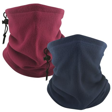 Jocanova 2 Pièces Écharpe Tube d’Hiver pour Femmes et Hommes, Tour de Cou Chaud et Coupe-Vent en Polaire Douce, Cache-Cou Multifonction pour le Ski, la Moto, la Course et le Vélo en Plein Air