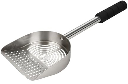 Adjustable Ash Scoop Shovel with Sifter Holes, 16–21 Inch Extendable Handle – Heavy-Duty Metal Coal Shovel for Fireplace, Wood Stove, Fire Pit, and BBQ (1, Round-Hole Sifter)
