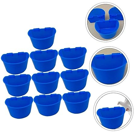 DIYEAH 10 pezzi Mangiatoia per Piccioni in Plastica Spessa Ciotola Semicircolare Appesa per Acqua e Cibo Resistente e Leggera per Uccelli da Gabbia Alimentazione Pulita e Facile