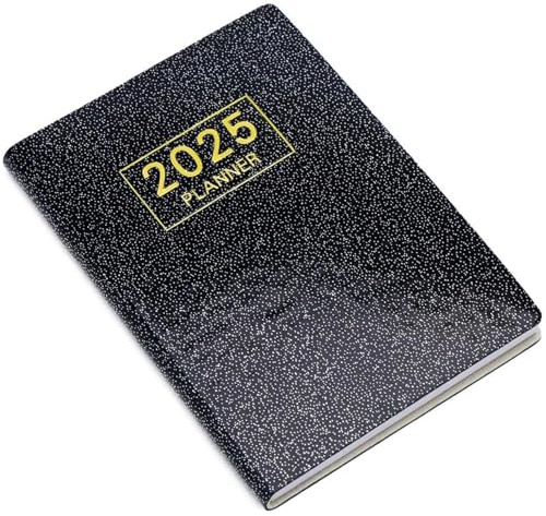 Mini planificateur, calendrier de poche A7 2025 de 120 pages, planificateur poche hebdomadaire et mensuel avec couverture en cuir Starlight pour la gestion du temps pour les fêtes