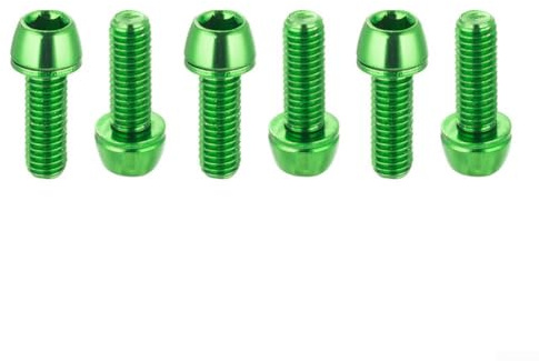 Yuanpgky Disc Brake Caliper Bolts M6*18mm 6-Piece Fixing Screws for Bike Disc Brake Caliper Compatibility with Steel Construction and PVD Coated Finish(Green)