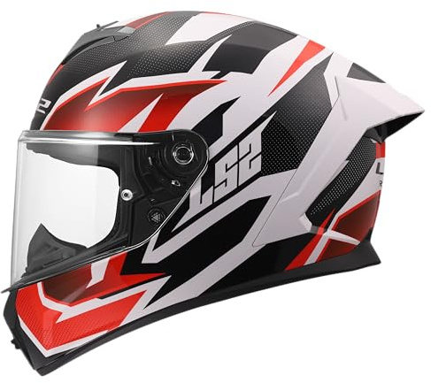 LS2, Integraler Motorradhelm RAPID III XTREM White Black Red, L