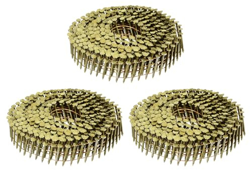 QUARKZMAN 1200 Clavos Para Revestimiento De 1 X 0.083 Con Anillo De 15 Grados Y Cabeza Redonda Completa Enrollados En Bobina Para Materiales De Listones Y Revestimiento