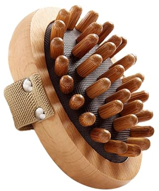 Meridian Druckbürste Holz-Körpermassagegerät Werkzeug für Lymphdrainage und Cellulite-Reduktion, Hand-Trockenbürsten, Spa-Therapie zur Verbesserung der Durchblutung, Stressabbau (natürlicher Holzton)