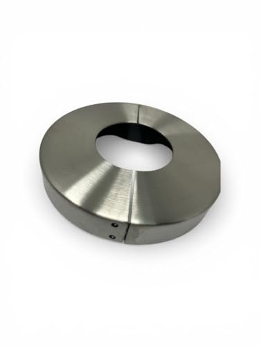 1x Abdeckrosette Geteilt Abdeckung Blende für Rohr 42,4 mm Edelstahl teilbar Rosette 103 mm rund zweiteilig Pfosten Geländer Terrase Rundrohr Handlauf Pfosten