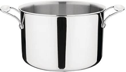 Vogue Stainless Steel & Aluminium Tri-Wall Stew Pan 240mm - All Hobs Induction Compatible Casserole Dish Y255 | Even heat spread prevents hot spots, while robust riveted handles stay cooler during cooking for secure, comfortable grip.