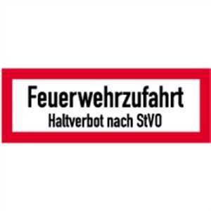 Schild Feuerwehrzufahrt Haltverbot nach StVO gemäß DIN 4066, Alu 21x59,4cm (Brandschutzschild, Parkverbot, Einfahrt freihalten) praxisbewährt, wetterfest