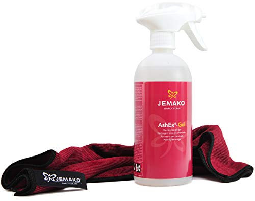 JEMAKO Kaminglasreiniger Set 500 ml Ash Ex Gel Schaumpumpe AshEx Tuch