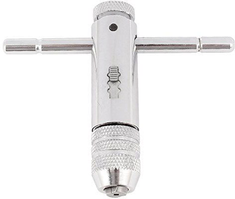 Sourcingmap justerbar spärrkran skiftnyckel T-handtag, M3-M8/2,5 mm-9,5 mm, gängtapp brotschknackande spärrnyckel, 100 mm (3,94 tum) kroppslängd