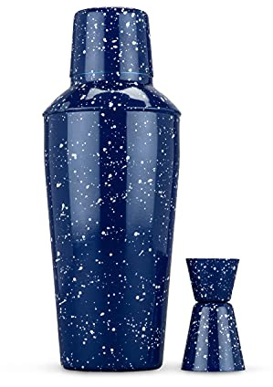 Foster & Rye 4653 9,2 Pulgadas Enamel Coctelera & Jigger Set, Acero Inoxidable, Color Azul