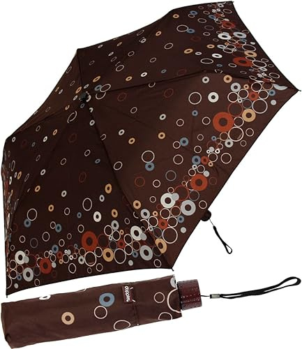 MINI Doppler Taschenschirm Havanna sturmfest leicht - Party Rings - Chocolat