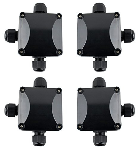 GWHOLE 4Pcs Waterproof IP66 Outdoor Electric Junction Project Box, 3-Way Cable Connectors Outdoor/External Electrical Light Junction Box for 6mm-10.2mm Cables