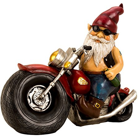 Lifestyle & More Cooler Zwerg auf einem Motorrad aus Kunststoff Mehrfarbig Höhe 28 cm Breite 35 cm