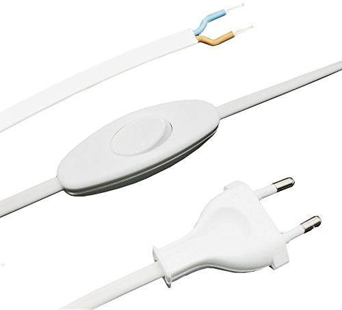 Christoph Palme Leuchten Zuleitung mit Stecker und Schalter 1,50 Meter WeiÃŸ Anschlusskabel Netzkabel Stromkabel mit Schnurzwischenschalter und Eurostecker 2x0,75qmm 250V W Länge 1500mm