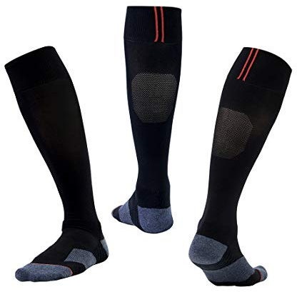 SKeshine Knee High Sports Socks, Breathable Cushioned Compression Soccer RugbyHockey Socks, Anti-Odour Long Athletic Socks for Men Women Kids