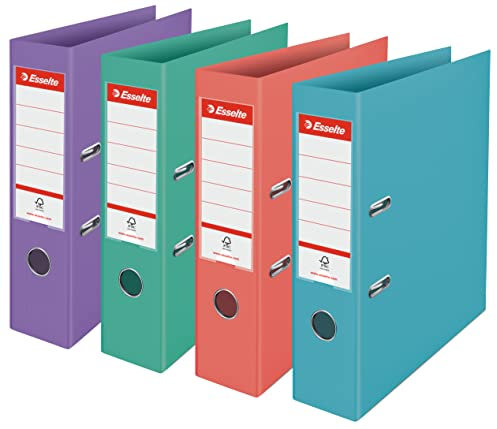 Esselte Lever Arch File, Pack of 10, 500 Sheet Capacity, 75mm Spine, Light & Durable A4 Folder, Home/Office Use, Embossed Pattern, Colour'Breeze Range, Assorted Pastel Shade, 626214