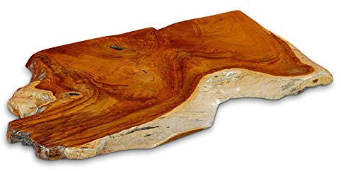 Waschtisch Platte Teak Wurzelholz - 100cm Waschtischunterplatte aus massivem Holz im rustikalen Landhausstil für ein außergewöhnliches Badezimmer