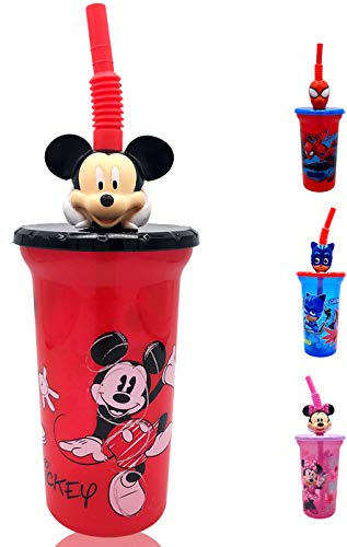 Disney Mickey Mouse Buddy Sips Water Tumbler with 3D Character Head Straw Drinkware, 1 Count - Safe BPA free Bottles, Easy to Clean, Perfect Gifts for Kids by Zak design,15 OUNCE