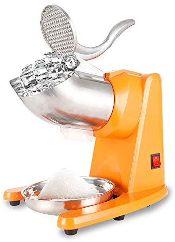 XUMI Picadora de Hielo Eléctrica, De Acero Inoxidable 95 Kg/H Trituradora de Hielo con Doble Hoja, Trituradora de Cono de Nieve para Hacer Batidos Trituradora de Hielos